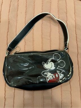 Mickey Mouse Black PVC Shoulder Bag